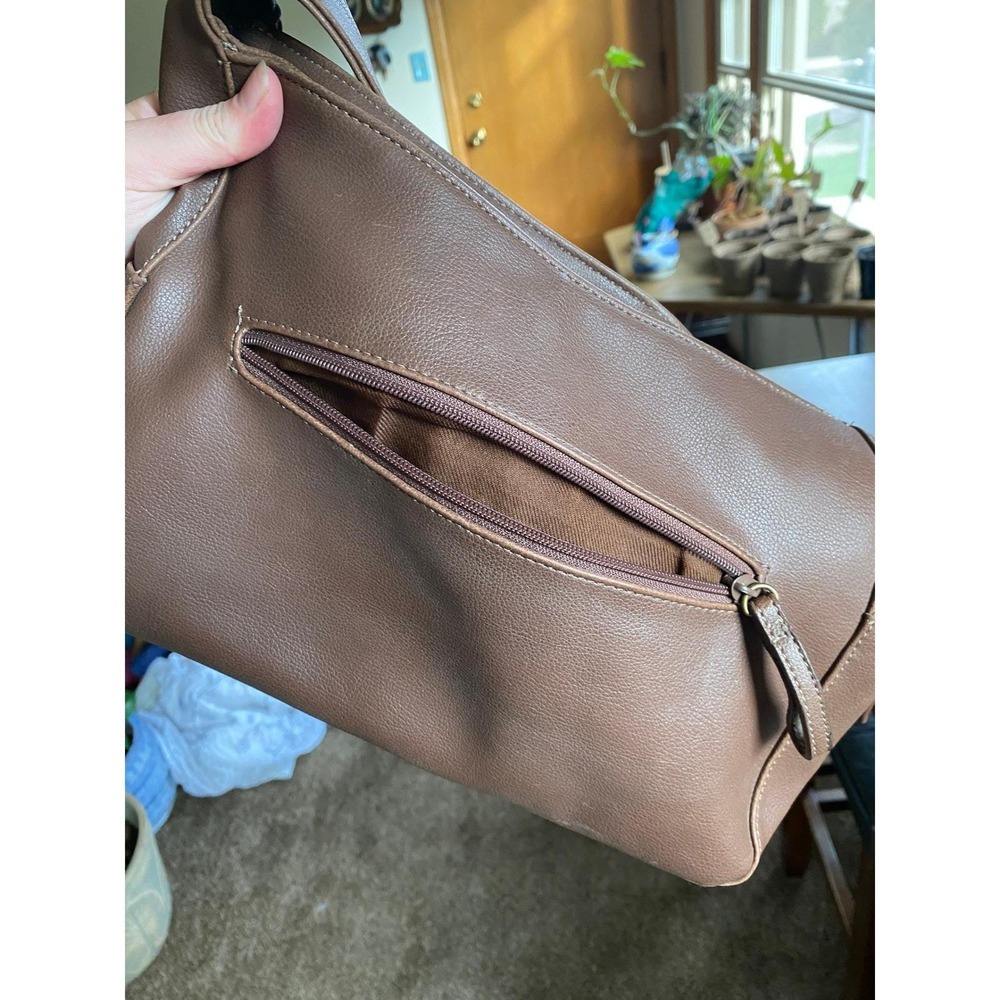 Y2K Leather Shoulder Bag Brown Hobo Purse Chunky Buckle Boho Bratz 1990s Fall - Picture 5 of 7